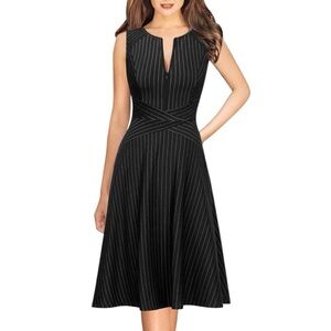 VFSHOW Womens Elegant Front Zipper Slim Work Business  Skater A-Line Dress M